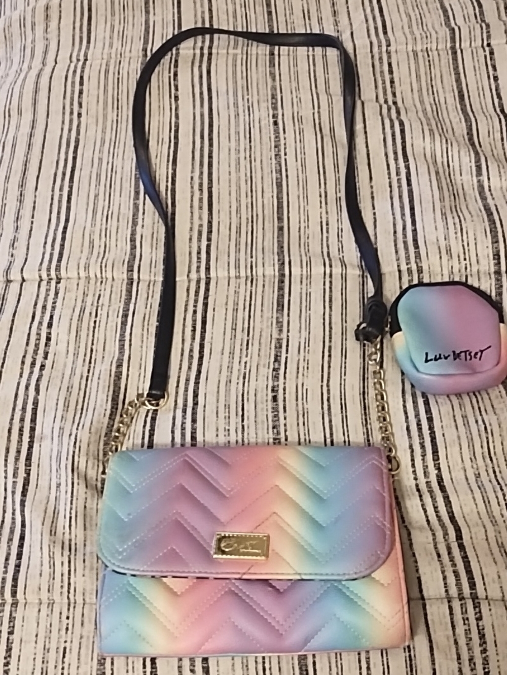 Rainbow Quilted Crossbody Bag